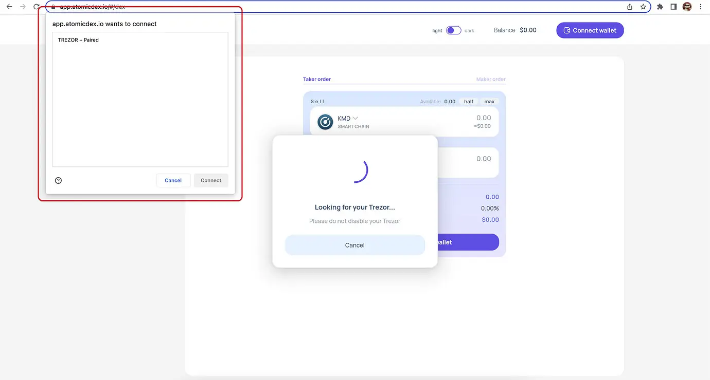  How to Connect Trezor in Komodo Web Wallet